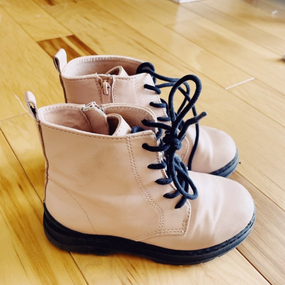 Girls Pink Leather Boots